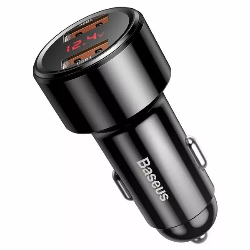 Autolaadur Baseus CCMLC20A-01 — nutitelefonidele, sisend 12–24 V, väljund kuni 20 V, must