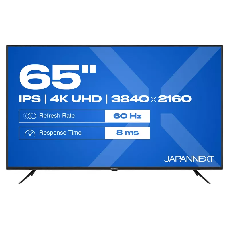 164,0 cm / 65 tolli (3840x2160) JAPANNEXT JN-IPS650UHD60F 16:9 IPS 60Hz HDMI USB WLAN kõlar must