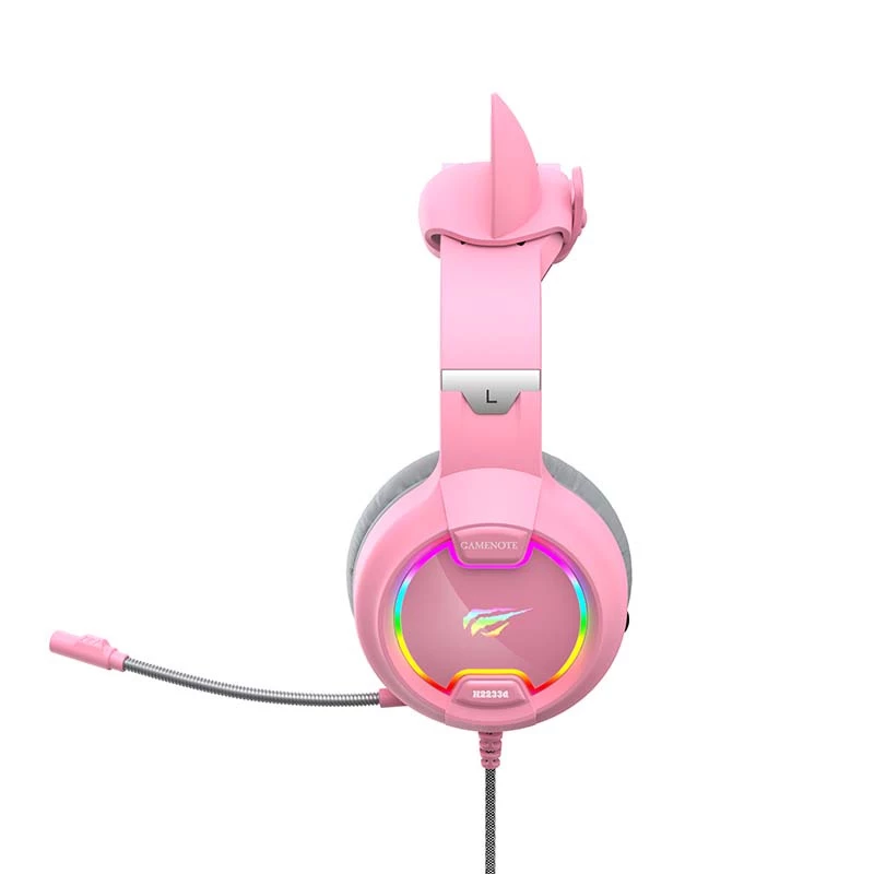Mängukõrvaklapid HAVIT Gamenote H2233D RGB — kõrvapealsed, juhtmega, roosad