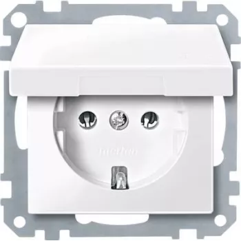 Pistikupesa merten MEG2311-0319 CEE 7/3 valge, termoplast, 250 V 16 A