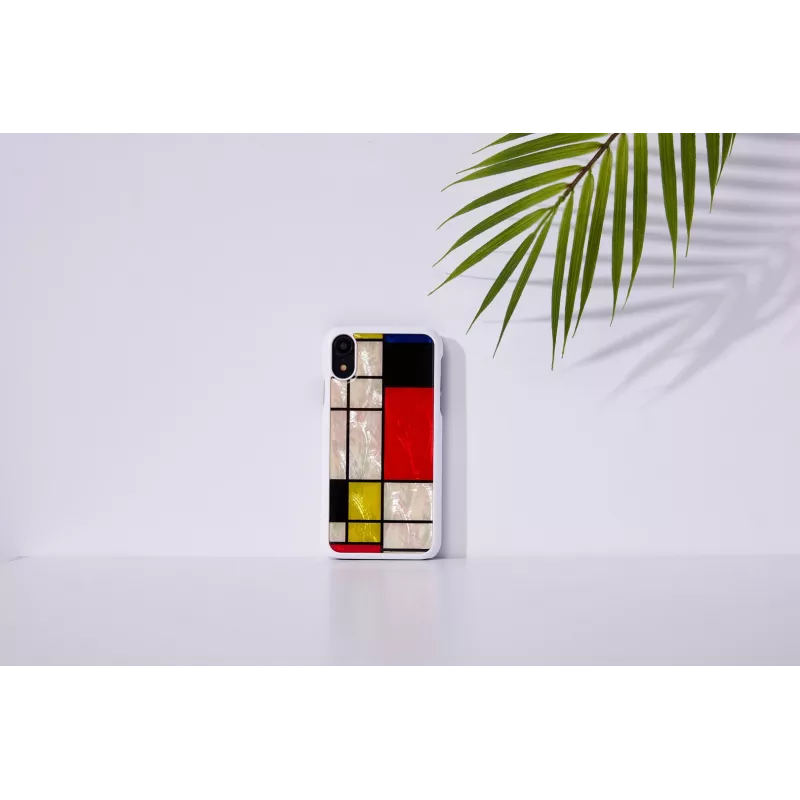 Nutitelefoni ümbris iKins iPhone XR Mondrian Valge — kaitsev kõva tagakaas