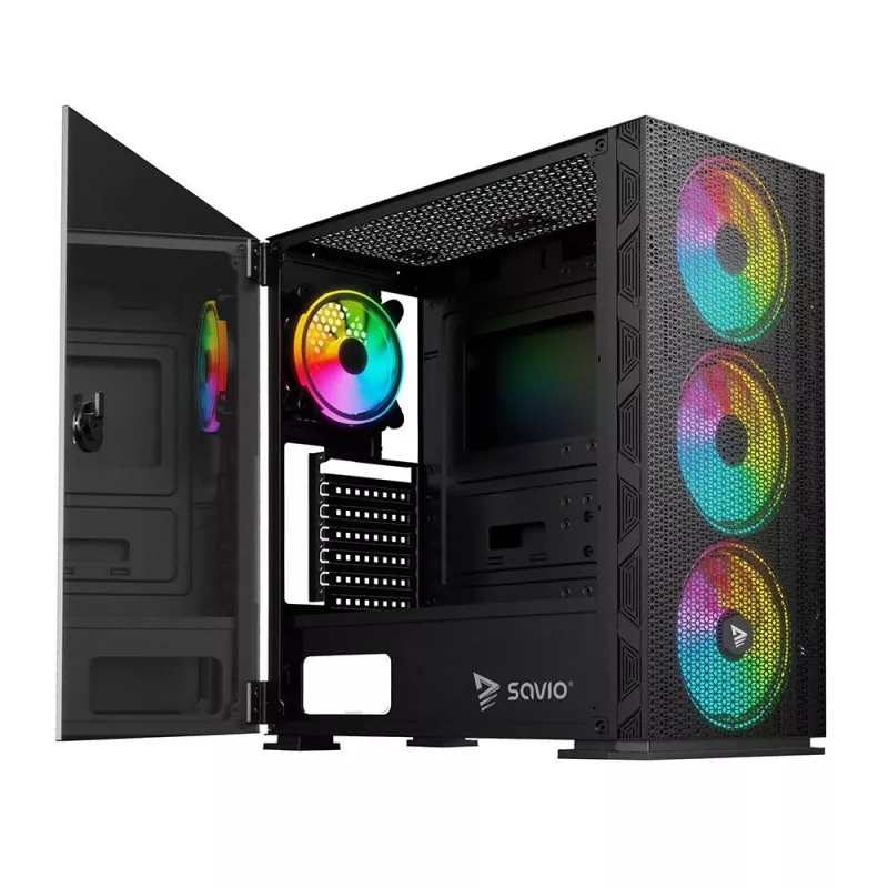 SAVIO arvutikorpus Raptor X1 ARGB klaas/võrk must