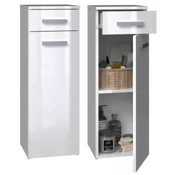 Vannitoa hoiukapp top e shop NEL V DS BIEL POŁ — eraldiseisev, 3 riiulit, 300×300×850 mm, valge kere