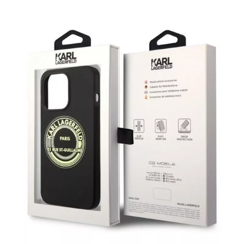 Karl Lagerfeld pehme silikoonkate RSG must Apple iPhone 14 Pro jaoks KLHCP14LSRSGRCK