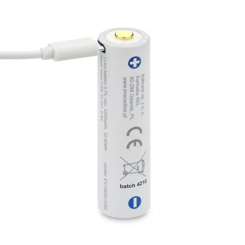 18650 Li-Ion 3.7V everActive 3500mAh battery (1 tk) micro-USB with protection