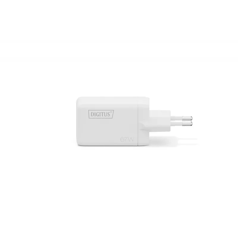Seinalaadija DIGITUS DA-10303 67W GaN, 2× USB-C + 1× USB-A, 100–240V, valge