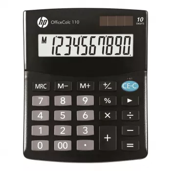 Lauaarvuti kalkulaator HP OC 110 — 10-kohaline LCD, aku/päikeseenergia, CR2032, 24 klahvi, must, 101×33×125 mm