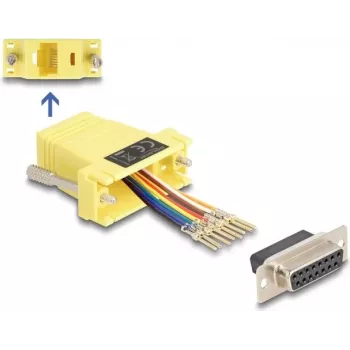DeLOCK D-Sub 15 emane RJ45 emane montaažikomplekt kollane