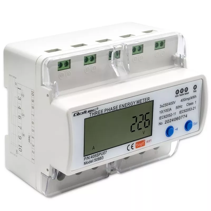 Kolmefaasiline energiaarvesti QOLTEC 50883 Wi‑Fi 400V LCD-ekraaniga