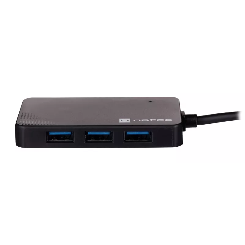 USB-jaotur NATEC Moth 4-pordiline USB 3.2 Gen 1 Type-A (5000 Mbit/s), USB-toitega, must, 0,15 m kaabel