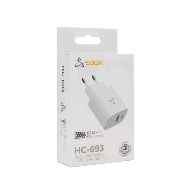 Sbox HC-693 USB kodulaadija 20W QC valge