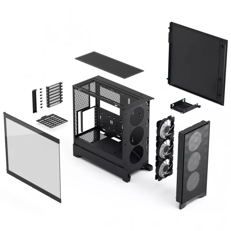 Fractal Design Pop 2 Air Must Solid mid-torniga arvutikorpus — ATX tugi, 3x 120 mm esiventilaatorit, 2,5/3,5 tollised kettapesad, 215×481×462 mm