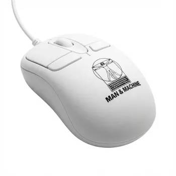 Juhtmega mõlemakäeline arvutihiir ManMachine Mighty hiir 5, USB Type-A, 5 nuppu, valge