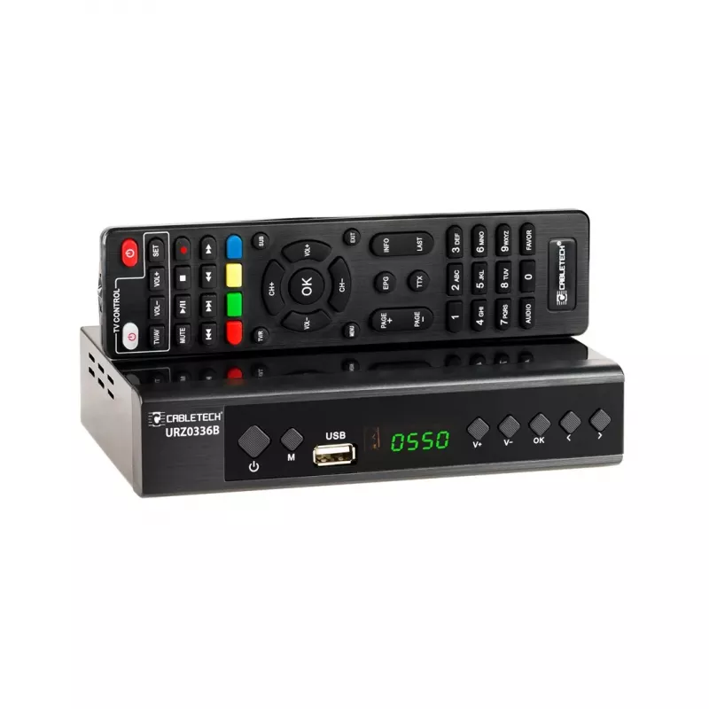 Digitaalteleviisori vastuvõtja Cabletech URZ0336C DVB-T/T2 H.265 maapealne tuuner, 470–862 MHz, 1 tuuner, HDMI, USB, SCART