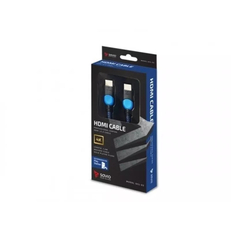 Savio GCL-02 HDMI-kaabel 1,8 m HDMI Type A (Standard) Must, Sinine