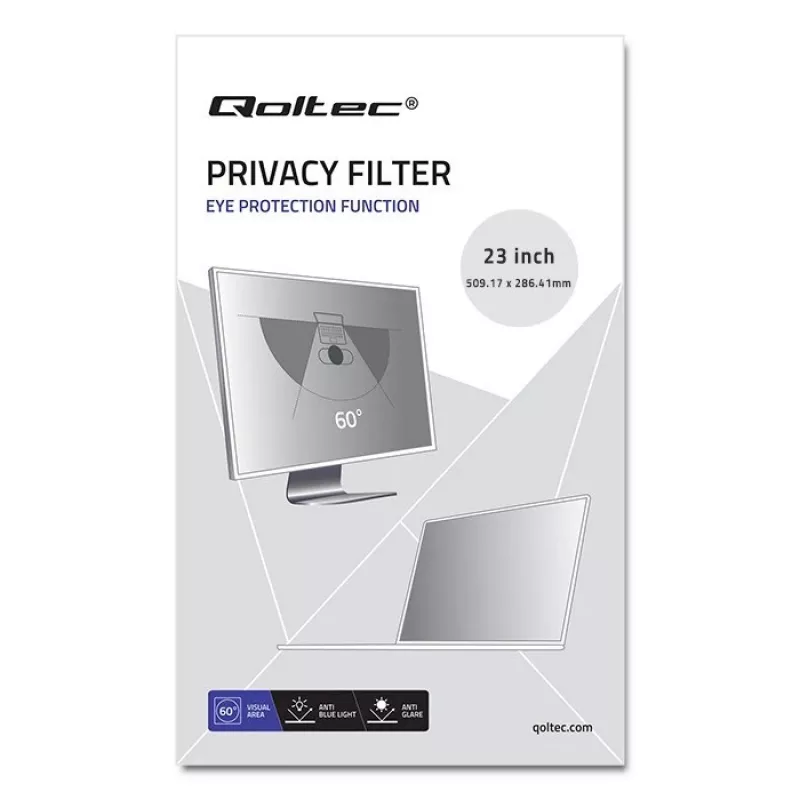 Qoltec GDPR privaatsusfilter 23 | 16:9 | Silmade kaitse | Panoraam