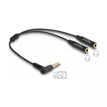 DeLOCK helikaabel 0,25 m 3,5 mm 2 × 3,5 mm Must