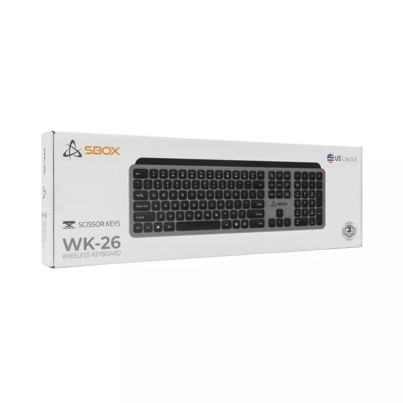 Juhtmevaba klaviatuur SBOX WK-26 US multimeediumiklahvide ja US-klahvipaigutusega