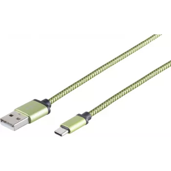 USB-kaabel S/CONN 14-50119 USB 2.0 0,9 m USB A USB C roheline
