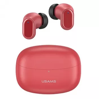 Juhtmevabad TWS-kõrvaklapid usams BH seeria BHUBH03 Bluetooth 5.1, punane — kõrvaklapid, laadimisümbrisega