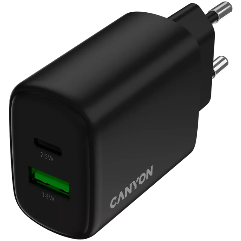 CANYON laadija OnCharge 250 25W 1xPD 1xQC EU must