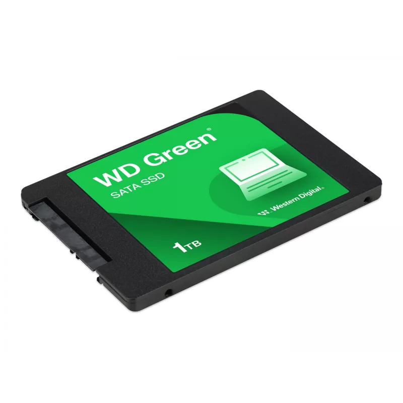 WD WDS100T3G0A-00BJG0 Storage Drive Green on WD pooltoodetud pooljuhtketas (SSD). Selle esiletõstetud omadused on roheline viimistlus, 2,5-tolline vormitegur ja 2,5-tolline ekraani diagonaal.