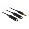 DeLOCK 65575 helikaabel 0,25 m 3,5 mm pistik 2 x 3,5 mm pesa must