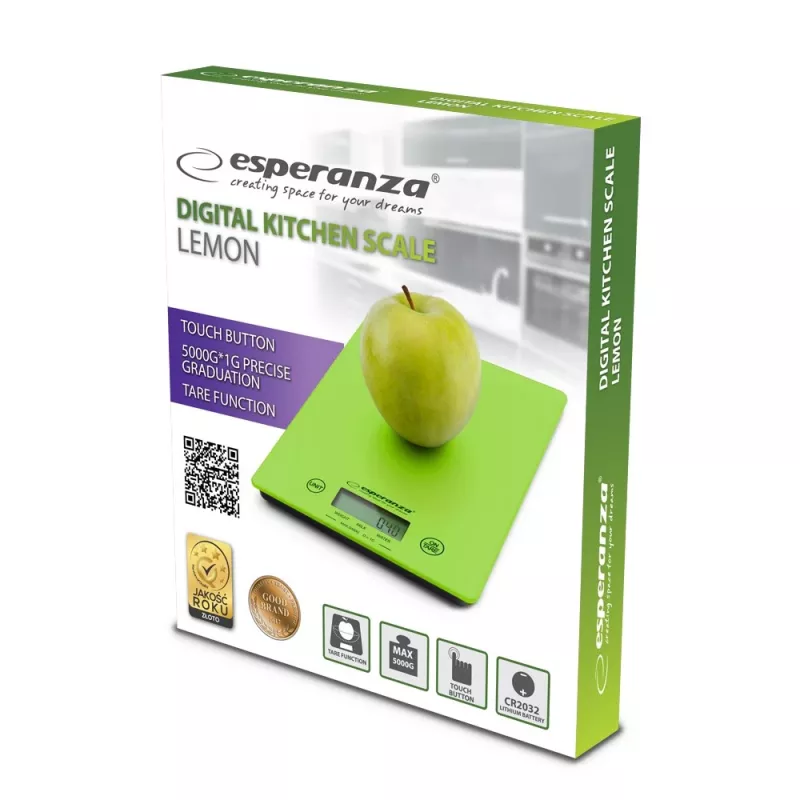 Esperanza EKS002G kitchen scale Electronic kitchen scale Green,kollane Countertop Rectangle