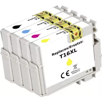 Renkforce Tindi kombinatsioonikomplekt asendab Epson 16XL (C13T163640) ühilduv must, tsüaan, magenta, kollane RF-I-E-16XLBKCMY4PK RF-5718868 (RF-5718868)