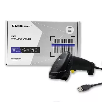 Qoltec 1D Laser Barcode Reader | USB | Must