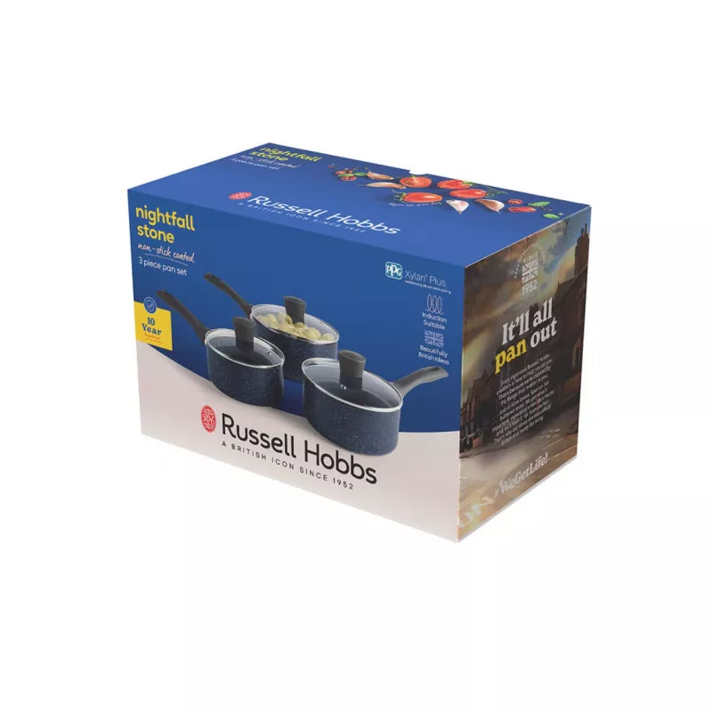 Kastrulikomplekt Russell Hobbs Nightfall Stone 3-osaline 16/18/20 cm mittenakkuva kattega