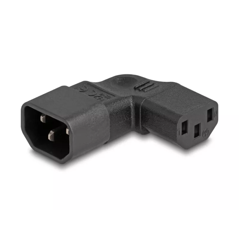 DeLOCK võrguadapter IEC 60320 C14–C13 pistikupesa 10 A 90° vasak parem Must