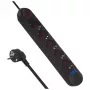 Pistikupesa MACLEAN MCE395 B — 5 pistikupesa, 3×USB, 110–240V AC, 2.1A USB, 2500W, 1.5 m kaabel, must