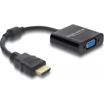 DELOCK HDMI meessoost VGA emaspesaga adapterkaabel — HDMI (mees) VGA-le (emas), must