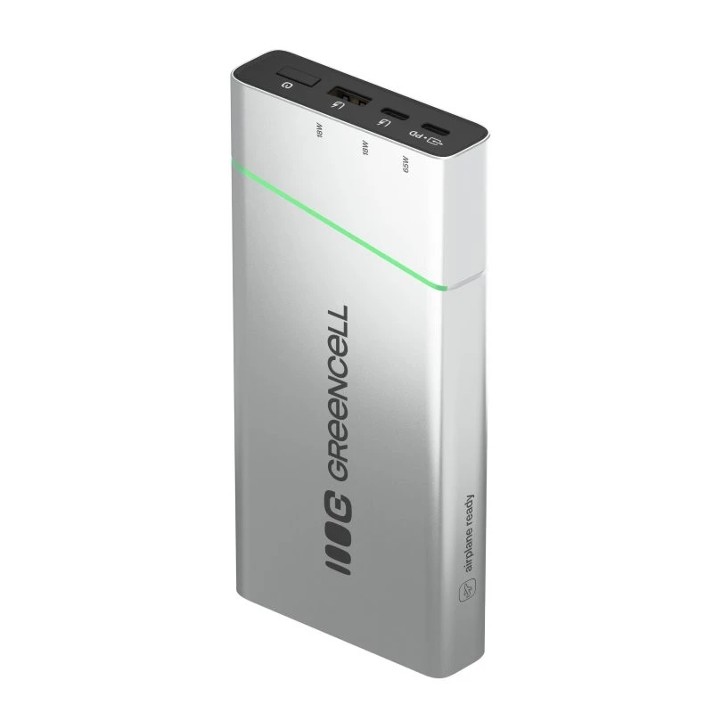 Kaasaskantav aku roheline Cell BPLGC20P 20800 mAh liitiumioon, USB-C PD 65W, 2x USB-C + 1x USB-A, alumiiniumkorpus