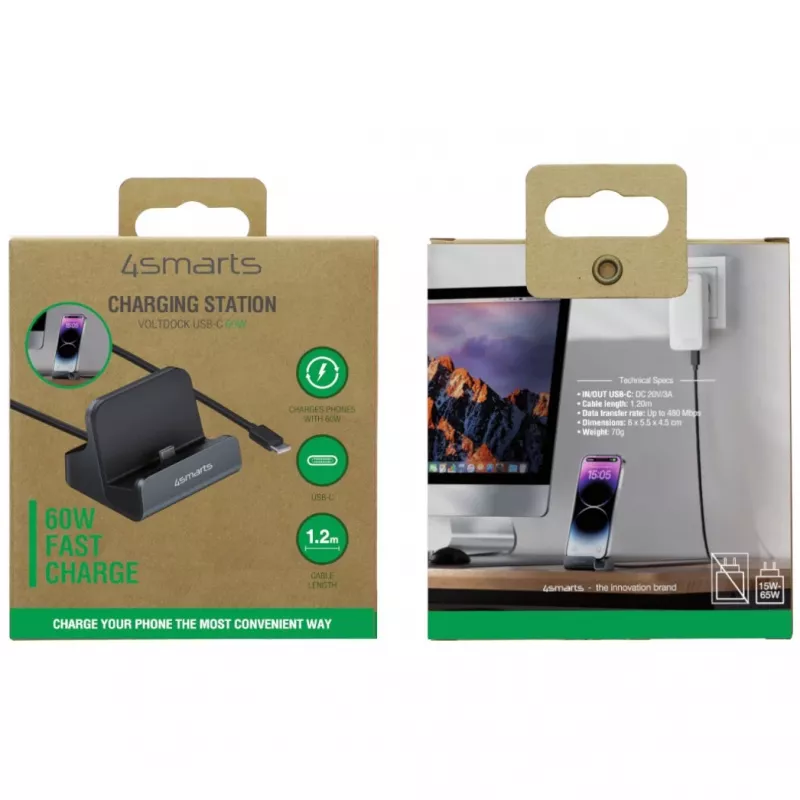 4smarts laadimisdokk VoltDock USB-C 60W hall (541426)