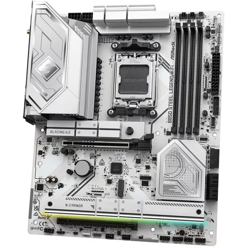 Emaplaat ASROCK B850 Steel Legend WiFi ATX — AMD B850, Socket AM5, DDR5, 4x DIMM, 4x M.2, Wi‑Fi 7, 2.5Gb LAN