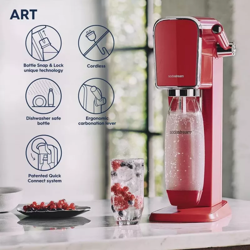 Soda Maker SodaStream Art Mandarin Red 1L Carbonating Bottle