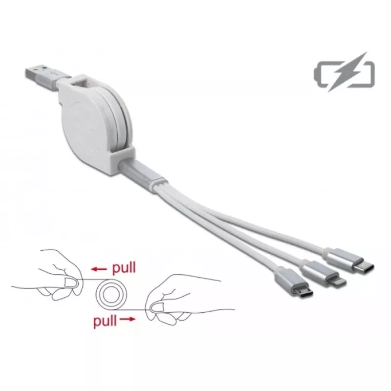 USB-kaabel DeLOCK 85850 0,98 m USB 2.0 USB A USB C/Micro-USB B/Lightning