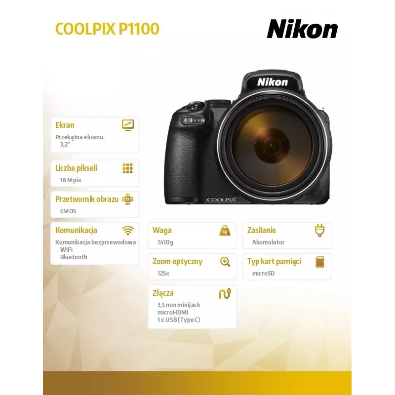 Kompaktkaamera Nikon COOLPIX P1100 16 MP CMOS 4K Ultra HD must