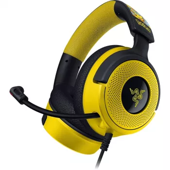 Peakomplekt Razer Kraken V4 X Pokemon — juhtmega USB-C/USB-A, supraaural, 20–20000 Hz, 1,8 m kaabel, 310 g, must/kollane