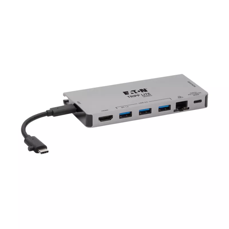 USB-C dokk - 4K HDMI, USB 3.2 Gen 1, USB-A jaotur, GbE, mälukaart, 100W PD laadimine, eemaldatav kaabel U442-DOCK5D-GY