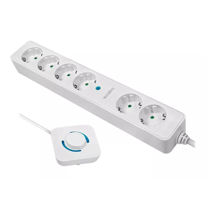 Pikendusjuhe LogiLink LPS271 1,5 m 6 vahelduvvoolupistikut Siseruumides Valge