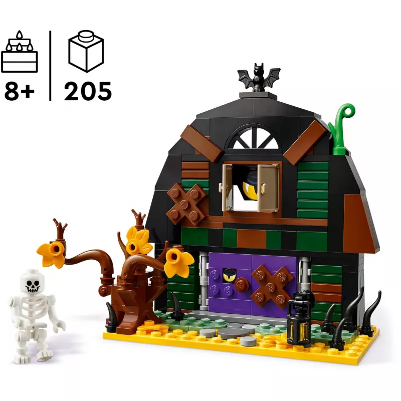 Ehitusmänguasi LEGO Iconic Halloween Barn 40721 komplekt, 205 tükki, 1 minifiguur, 140×170×60 mm