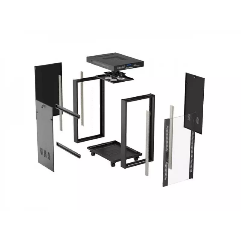 Võrgukapp LANBERG 19 tolli 24U 600x800 mm must, klaasukse ja LCD väljalõikega (lamepakendis) v2