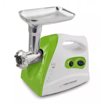 Hakklihamasin ESPERANZA EKM012G — 600 W, roostevabast terasest tera, vorstihoidik, kebbe valmistaja, tagurpidi käik, libisemiskindlad jalad, valge/roheline