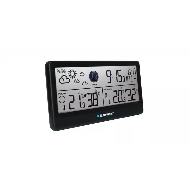 Ilmajaam BLAUPUNKT WS20BK — sise-/välistemperatuuri ja -niiskuse kuvamine, must, 1 sensor, LCD, patareitoide