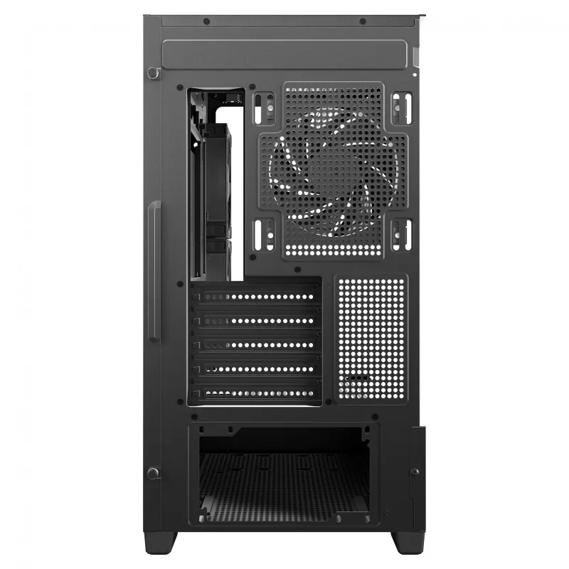 PC Midi Tower DeepCool CG380 3F — must, 235×437×451 mm, toetab 2x120 mm külg- + 1x120 mm tagaventilaatorit, alumine toiteplokk, 2.5 tolli/3.5 tolli kõvakettad