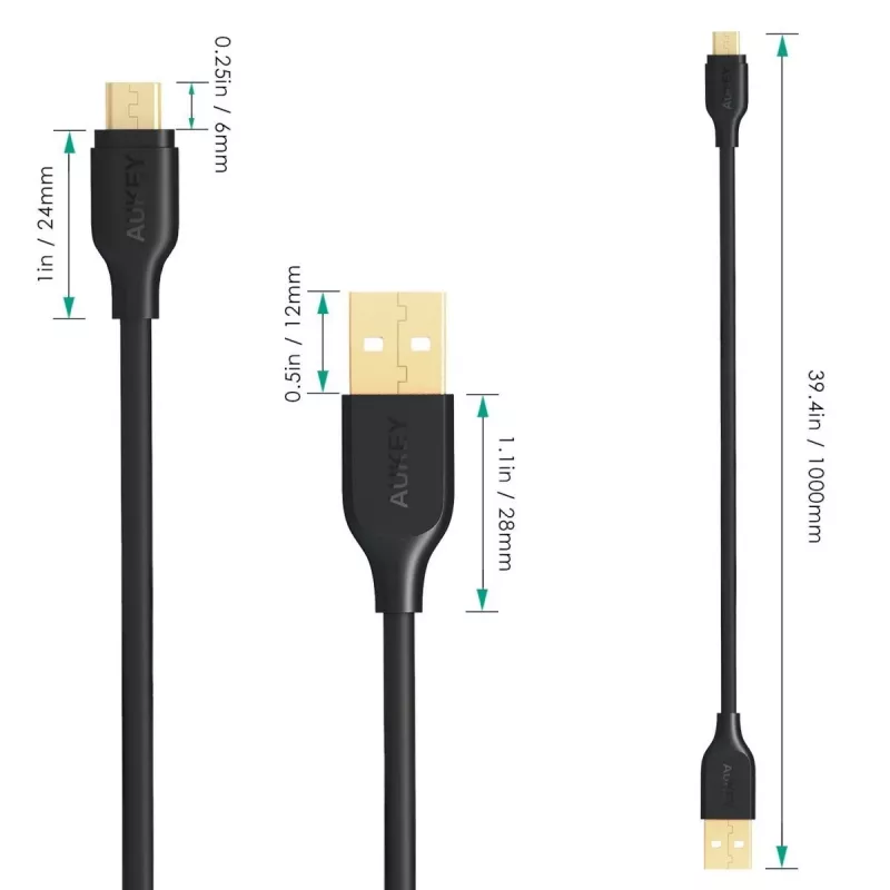 CB-MD1 Must kiirlaadimiskaabel Quick Charge micro USB-USB | 1m | 5A | 480 Mbps