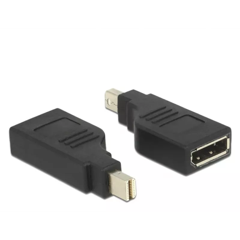 Delock adapter mini DisplayPort 1,2 isane > DisplayPort emane 4K 90° pööratud - DisplayPort-adapter - Mini DisplayPort (M) nurga all DisplayPort (W) nurga all - Must (65626)